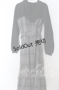 画像2: axes femme / パーカードッキングワンピース  クロ×グレー O-25-11-07-037-AX-OP-IG-OS