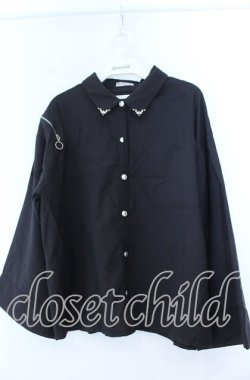 画像1: axes femme / ショルダージップビッグシャツ  クロ O-25-11-07-045-AX-BL-IG-OS