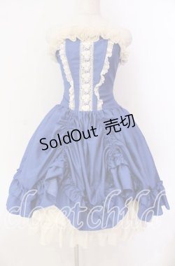 画像1: ATELIER PIERROT / 薔薇レースバッスルコルセットワンピース  ブルー×アイボリー O-25-11-08-001-EL-OP-IG-OS