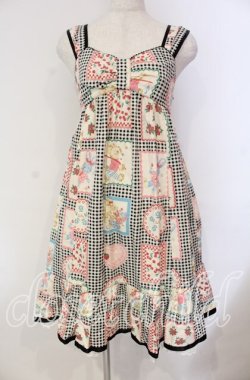 画像1: Emily Temple cute / ギンガムハンカチノースリーブワンピース  クロ系 O-25-11-08-024-ET-OP-IG-OS