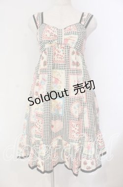 画像1: Emily Temple cute / ギンガムハンカチノースリーブワンピース  クロ系 O-25-11-08-024-ET-OP-IG-OS