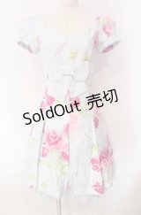 JESUS DIAMANTE / 小悪魔ワンピース 38 プリンセスJAPONローズ柄 サックス O-25-11-08-026-JE-OP-IG-OS