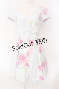 JESUS DIAMANTE / 小悪魔ワンピース 38 プリンセスJAPONローズ柄 サックス O-25-11-08-026-JE-OP-IG-OS