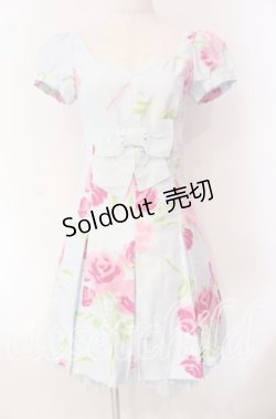 画像1: JESUS DIAMANTE / 小悪魔ワンピース 38 プリンセスJAPONローズ柄 サックス O-25-11-08-026-JE-OP-IG-OS