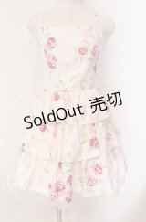JESUS DIAMANTE / バックリボンミニーワンピ 38 ぼかし薔薇 ピンク O-25-11-08-028-JE-OP-IG-OS