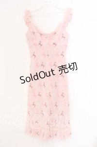 JESUS DIAMANTE / ジュリエットワンピース 38 プードル柄 ピンク O-25-11-08-032-JE-OP-IG-OS