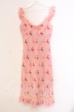 画像1: JESUS DIAMANTE / ジュリエットワンピース 38 プードル柄 ピンク O-25-11-08-032-JE-OP-IG-OS