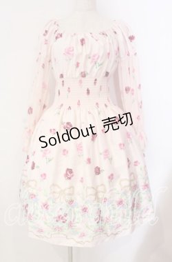 画像1: JESUS DIAMANTE / スペシャルバルーンスリーブワンピ 40 オーナメントリボン柄 ピンク O-25-11-08-004-JE-OP-IG-OS