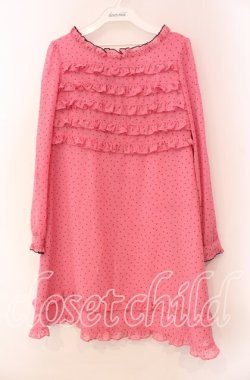 画像1: MILK / ドットフリルワンピース  ピンク×クロ O-25-11-08-034-ML-OP-IG-OS