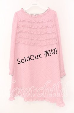 画像1: MILK / ドットフリルワンピース  ピンク×クロ O-25-11-08-034-ML-OP-IG-OS