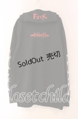 画像1: 【SALE】NieR CLOTHING / フード付き裏起毛トップス  ブラック×レッド O-25-11-08-047-PU-TO-IG-ZT401