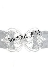 axes femme / 立体バラ×蝶ゴムベルト  クロ×シルバー O-25-11-08-1019-AX-ZA-IG-ZT422-F001