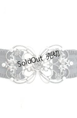 画像1: axes femme / 立体バラ×蝶ゴムベルト  クロ×シルバー O-25-11-08-1019-AX-ZA-IG-ZT422-F001