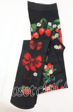 画像2: LIEF / Strawberry Ribbon Series Tights タイツ  クロ O-25-11-08-1022-LO-ZA-IG-OS