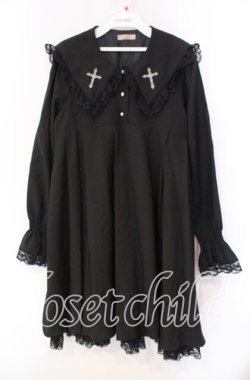 画像1: Amavel / RosaryレースフリルAラインワンピース  クロ O-25-11-08-051-CA-OP-IG-OS