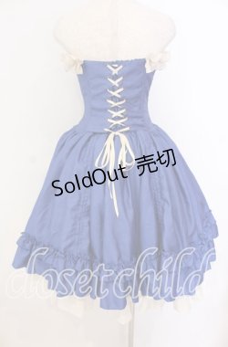 画像4: ATELIER PIERROT / 薔薇レースバッスルコルセットワンピース  ブルー×アイボリー O-25-11-08-001-EL-OP-IG-OS
