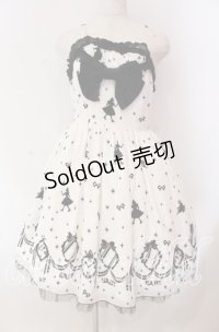 BABY,THE STARS SHINE BRIGHT / Alice and the Looking Glass of Time柄 ジャンパースカート  シロ×クロ O-25-11-08-012-BA-OP-IG-OS