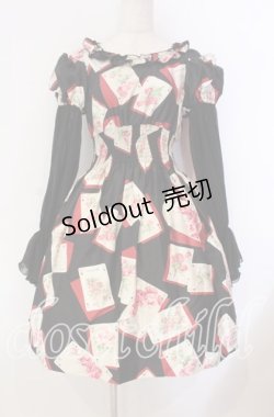 画像1: JESUS DIAMANTE / スペシャルバルーンスリーブワンピ 40 Newトランプ薔薇 クロ O-25-11-08-013-JE-OP-IG-OS