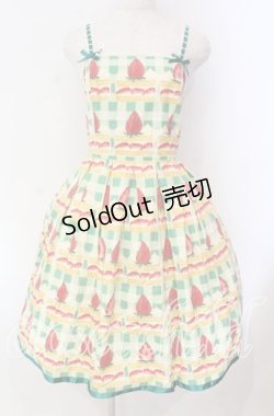 画像1: Emily Temple cute / ギンガムショートケーキノースリーブワンピース  グリーン O-25-11-08-015-ET-OP-IG-OS