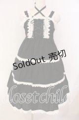 BABY,THE STARS SHINE BRIGHT / からみ3段ティアードジャンパースカート  クロ×シロ O-25-11-08-019-BA-OP-IG-OS