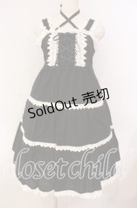 BABY,THE STARS SHINE BRIGHT / からみ3段ティアードジャンパースカート  クロ×シロ O-25-11-08-019-BA-OP-IG-OS