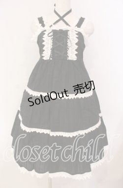 画像1: BABY,THE STARS SHINE BRIGHT / からみ3段ティアードジャンパースカート  クロ×シロ O-25-11-08-019-BA-OP-IG-OS