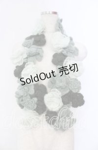 PINK HOUSE / グラデーションフラワーモチーフモヘアストール  グリーン O-25-11-10-006-LO-ZA-IG-OS