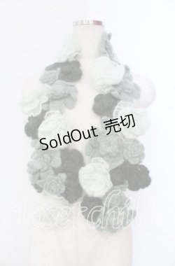 画像1: PINK HOUSE / グラデーションフラワーモチーフモヘアストール  グリーン O-25-11-10-006-LO-ZA-IG-OS