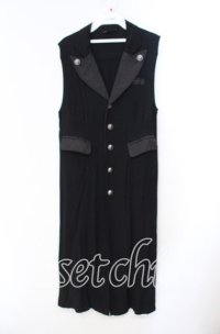 ALGONQUINS / ジャガード切り替えロングジレ F ブラック O-25-11-10-040-AL-TO-OW-OS