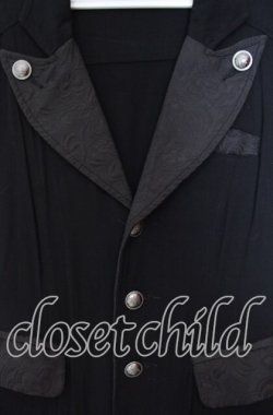 画像2: ALGONQUINS / ジャガード切り替えロングジレ F ブラック O-25-11-10-040-AL-TO-OW-OS