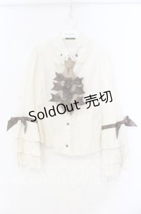 ALICE and the PIRATES / Milky Rail Train ヨハンリボンブラウス  生成り×ブラウン O-25-11-10-042-PA-BL-IG-OS