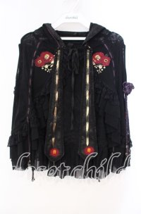 Ozz oneste / 椿刺繍涼風ケープ  ブラック O-25-11-10-045-OO-TO-IG-OS