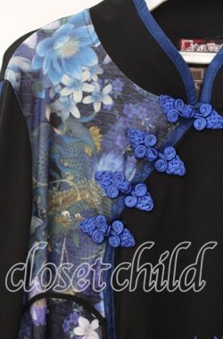画像2: Qutie Frash / 和柄チャイナカットソー  ブルー×ブラック O-25-11-10-049-QU-TO-IG-OS