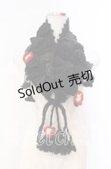 PINK HOUSE / フラワーモチーフモヘアティペット  クロ O-25-11-10-008-LO-ZA-IG-OS