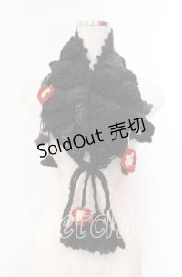 PINK HOUSE / フラワーモチーフモヘアティペット  クロ O-25-11-10-008-LO-ZA-IG-OS