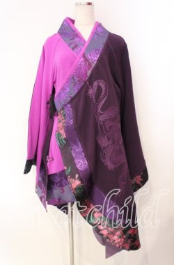 画像1: Qutie Frash / アシメ着物カーデ  パープル O-25-11-10-052-QU-JA-IG-OS
