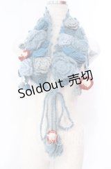 PINK HOUSE / フラワーモチーフモヘアティペット  ブルー O-25-11-10-009-LO-ZA-IG-OS