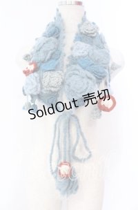 PINK HOUSE / フラワーモチーフモヘアティペット  ブルー O-25-11-10-009-LO-ZA-IG-OS