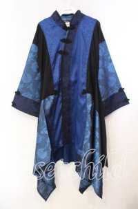 Qutie Frash / 着物チャイナチュニック  ブルー O-25-11-10-055-QU-TO-IG-OS