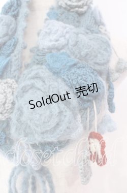 画像2: PINK HOUSE / フラワーモチーフモヘアティペット  ブルー O-25-11-10-009-LO-ZA-IG-OS