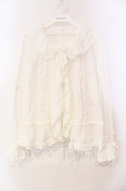 画像1: PINK HOUSE / ローズレース使いローンフリルブラウス  シロ O-25-11-10-064-LO-BL-IG-OS