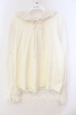 画像1: PINK HOUSE / ローンフリルフード付きカットソー  オフ O-25-11-10-065-LO-TO-IG-OS