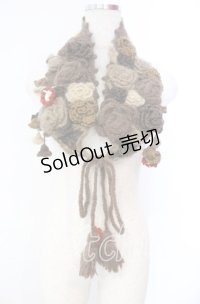 PINK HOUSE / フラワーモチーフモヘアティペット  ブラウン O-25-11-10-011-LO-ZA-IG-OS