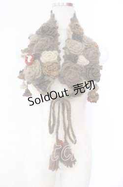 画像1: PINK HOUSE / フラワーモチーフモヘアティペット  ブラウン O-25-11-10-011-LO-ZA-IG-OS