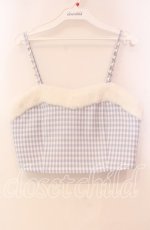 画像1: 【SALE】Ank Rouge / エコファーギンガムビスチェ M サックス O-25-11-10-067-CA-TO-OW-ZT371 (1)
