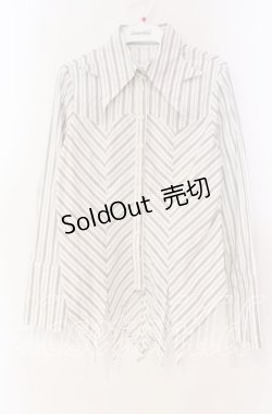 画像1: PEACE NOW / 変形襟ストライプブラウス M ホワイト O-25-11-10-070-PU-BL-OW-OS