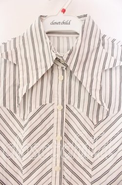 画像2: PEACE NOW / 変形襟ストライプブラウス M ホワイト O-25-11-10-070-PU-BL-OW-OS