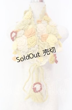 画像1: PINK HOUSE / フラワーモチーフモヘアティペット  イエロー O-25-11-10-012-LO-ZA-IG-OS