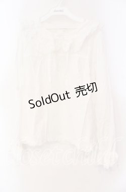 画像1: PINK HOUSE / ピコレース使い丸襟プルブラウス  シロ O-25-11-10-073-LO-BL-OW-OS