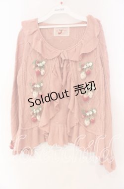 画像1: PINK HOUSE / メリーストロベリーモチーフ使いカーディガン  ストロベリー O-25-11-10-074-LO-TO-OW-OS